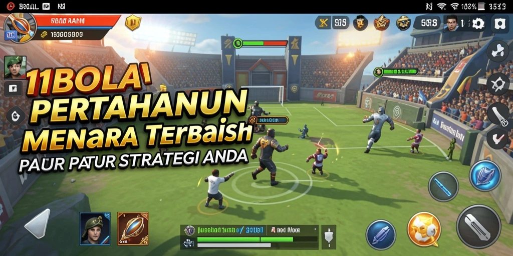 Tampilan gameplay seru dalam 11BOLA dengan strategi tower defense.