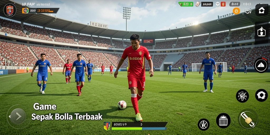 Screenshot gameplay AFAF menampilkan pertandingan sepak bola yang mendebarkan.