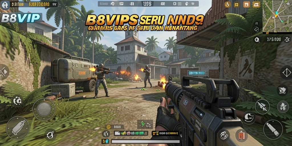 Screenshot utama B8VIP menunjukkan aksi seru dalam gameplay TPS.