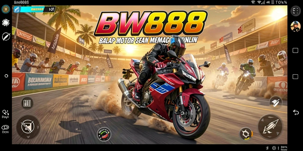 Tampilan gameplay seru dengan balapan motor yang mendebarkan.