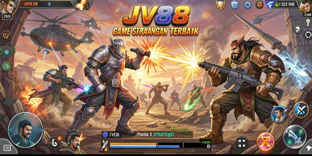 Tampilan gameplay intens di JV88 dengan strategi pertarungan yang mendebarkan.