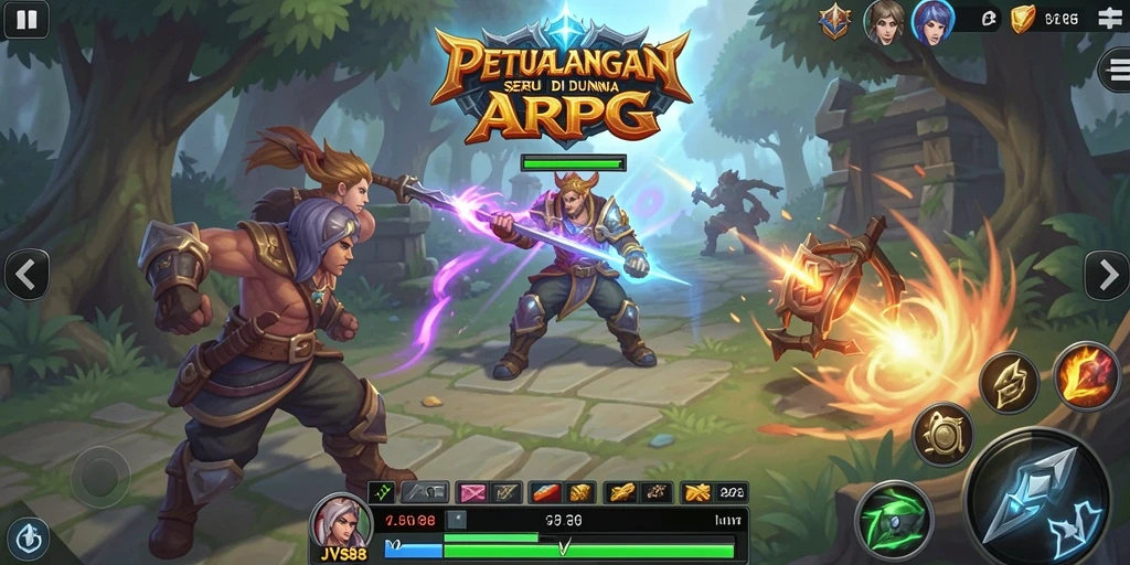 Screenshot gameplay JVS88 menampilkan aksi seru pertarungan ARPG.