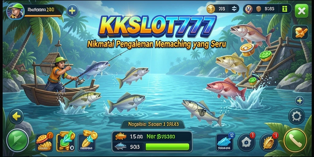 Screenshot gameplay KKSLOT777 menampilkan momen seru saat menangkap ikan.