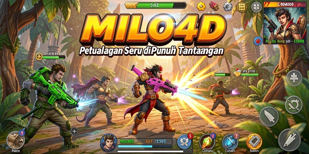 Tangkapan layar utama menunjukkan gameplay seru di dunia petualangan MILO4D.