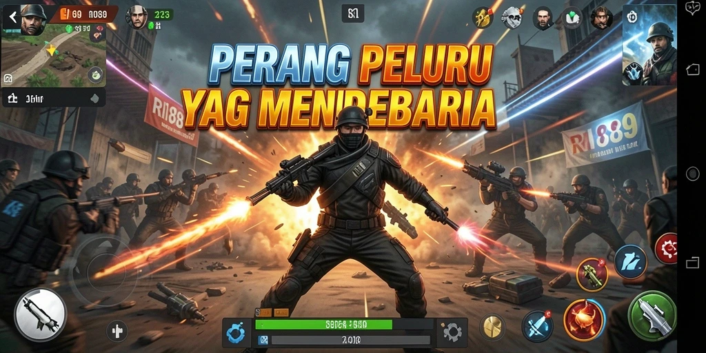 Gameplay RI889 dengan aksi menembak yang seru dan mendebarkan.