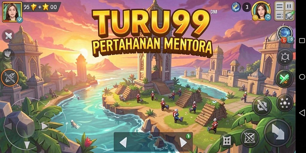 Tampilan gameplay seru dan strategi menara di TURU99.