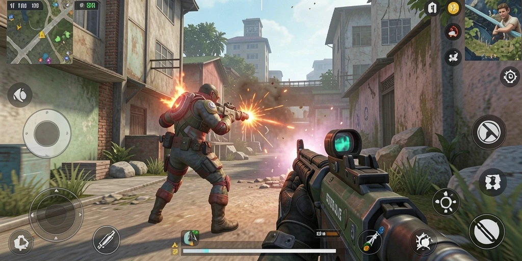 Tangkapan layar utama V07 menampilkan aksi intens dalam gameplay TPS.