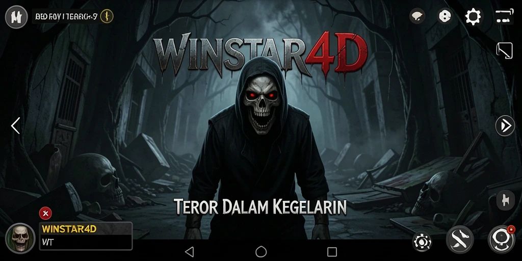 Tampilan menyeramkan gameplay WINSTAR4D saat menghadapi kegelapan.