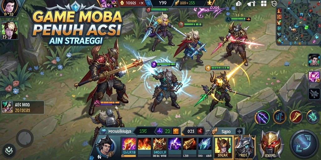 Screenshot gameplay Y89 menampilkan aksi seru di arena MOBA.